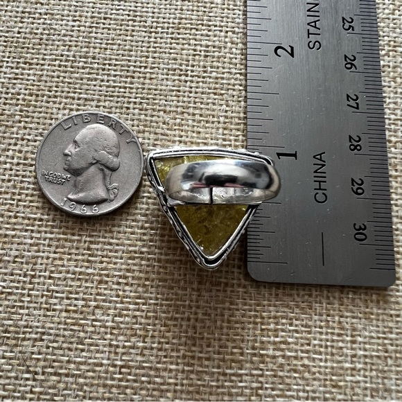 New Lemon Crackle Quartz Crystal Stone Silver Overlay Ring Size 6.75 - Picture 7 of 9